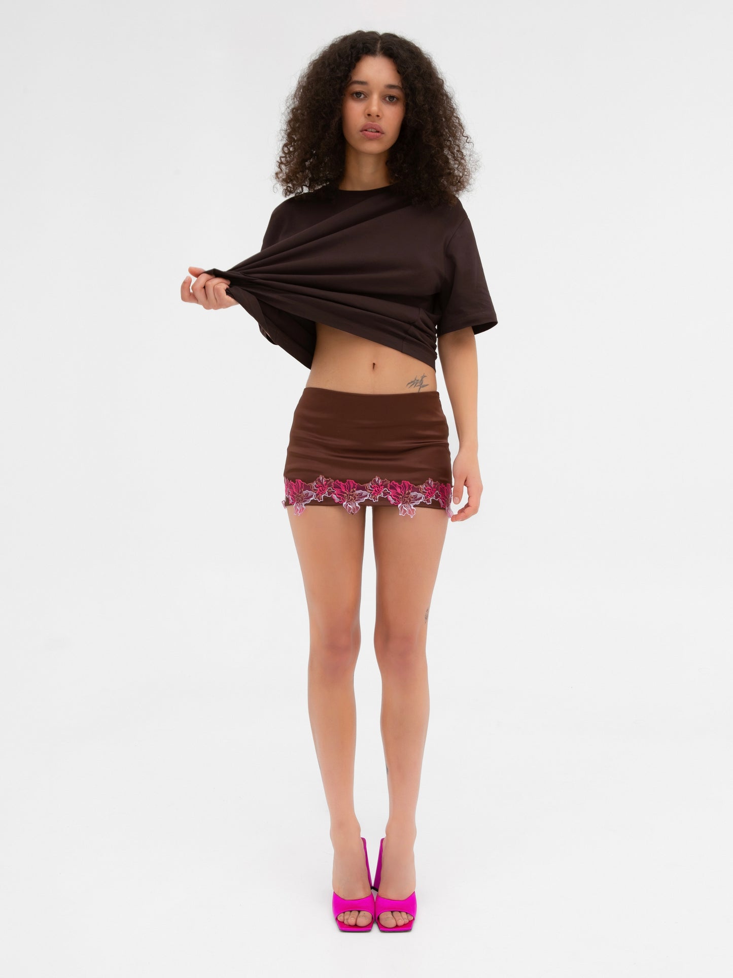 Extra Mini Satin Skort With The Lace
