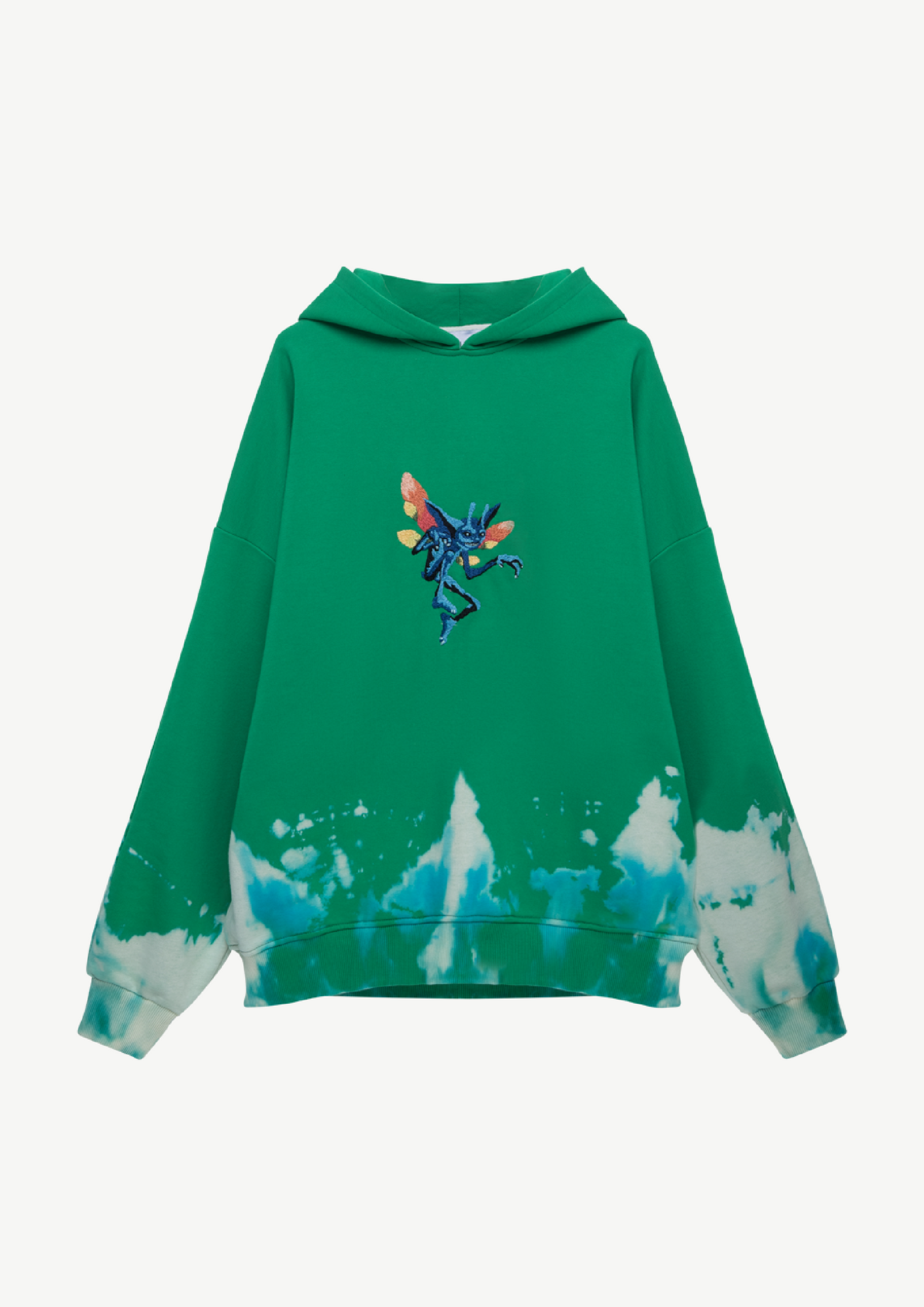Tie Dye Hoodie With Hand Embroidery