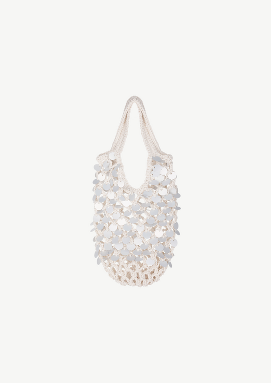Knitted Bag With sequins In White