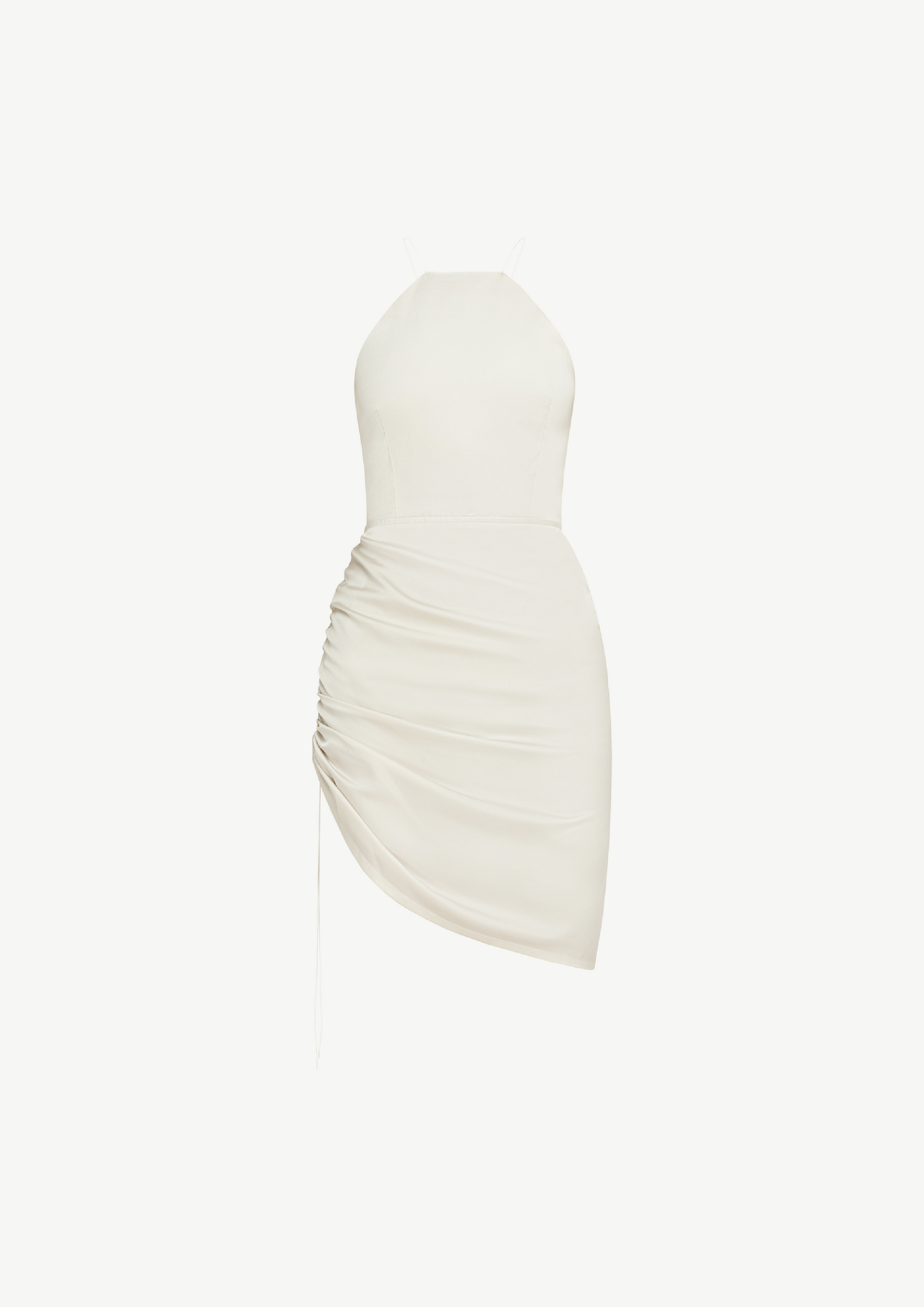 Mini Dress With Ruched Side In White