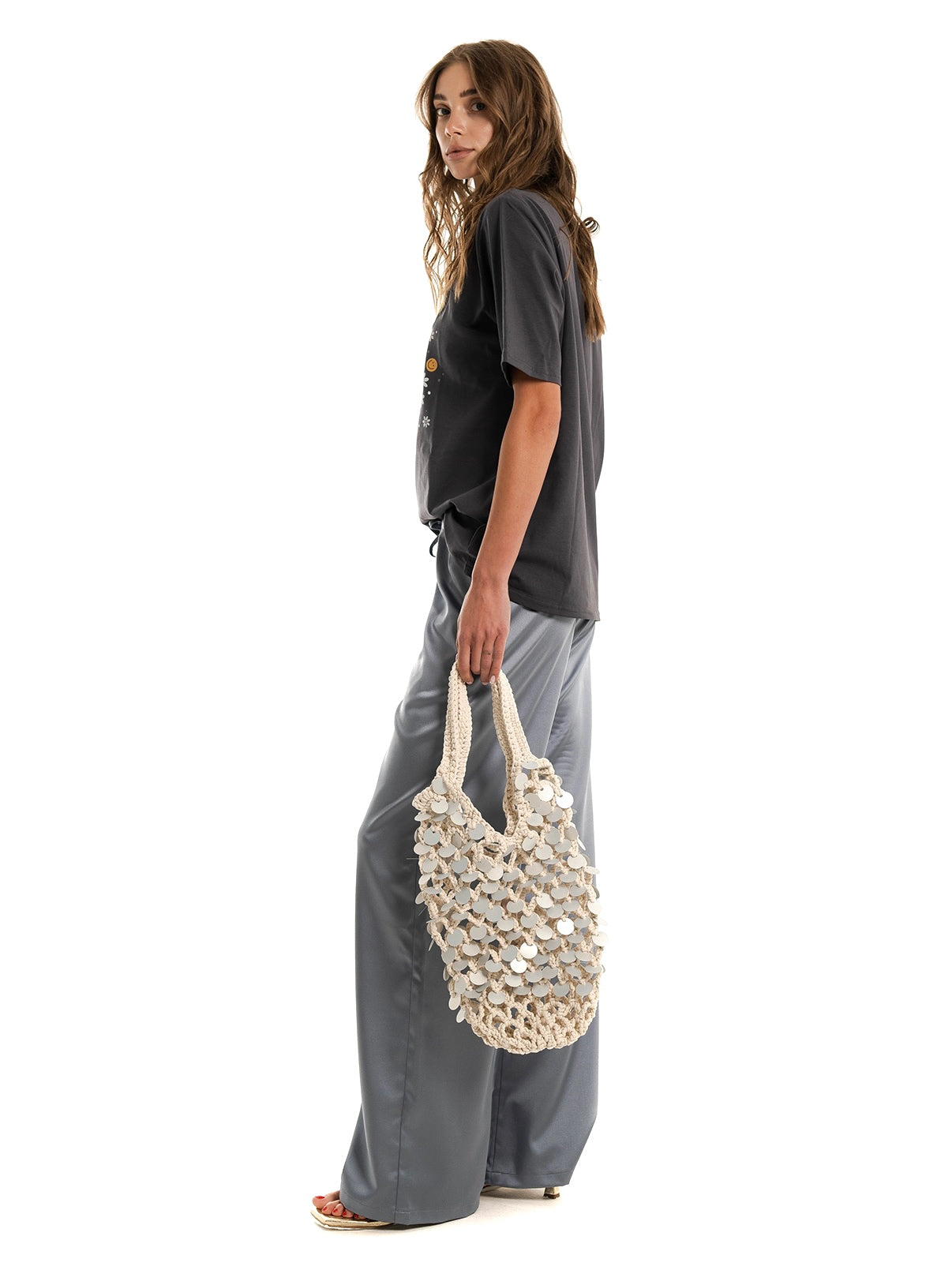 Satin Trousers In Blue