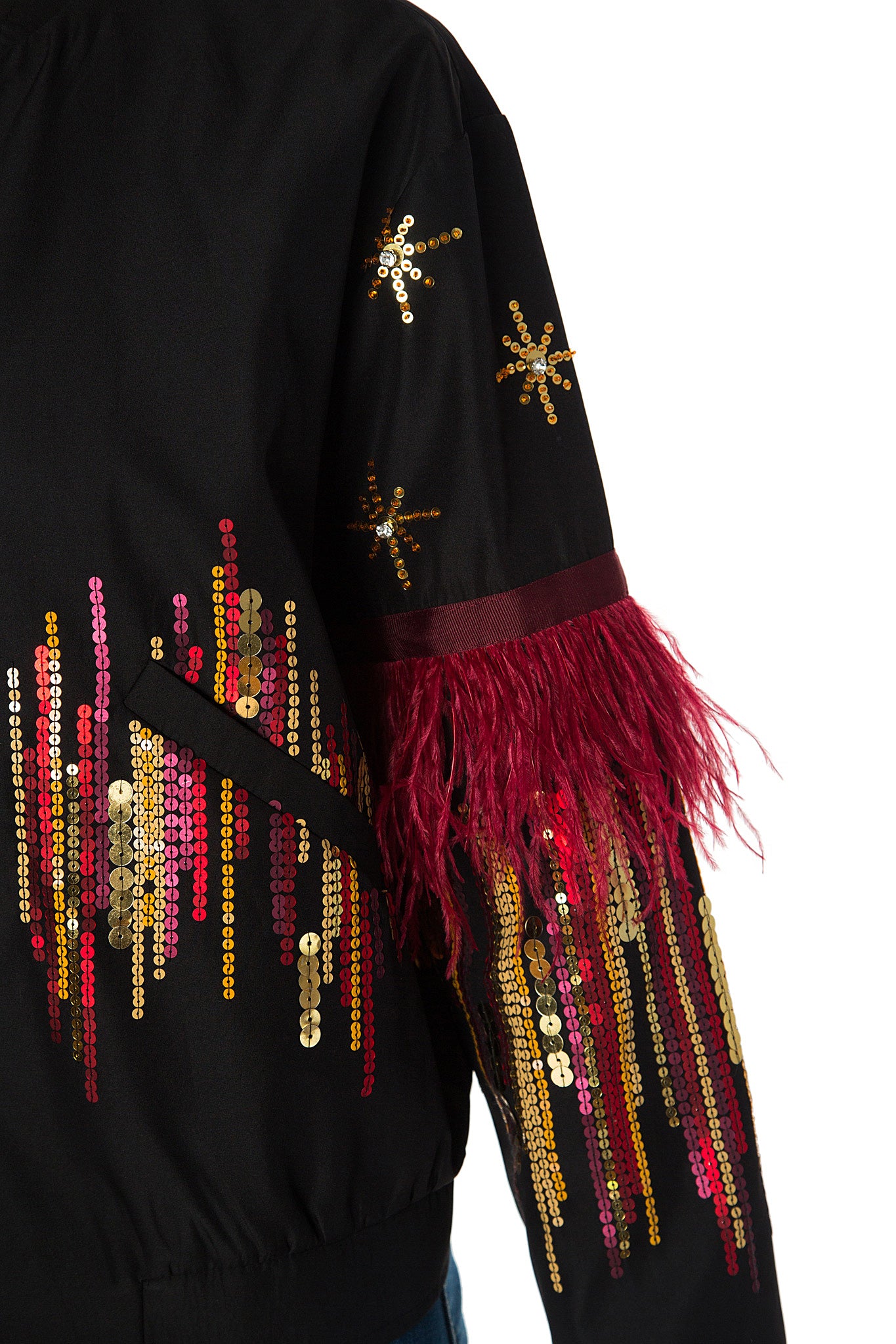 Feather Beaded Bomber