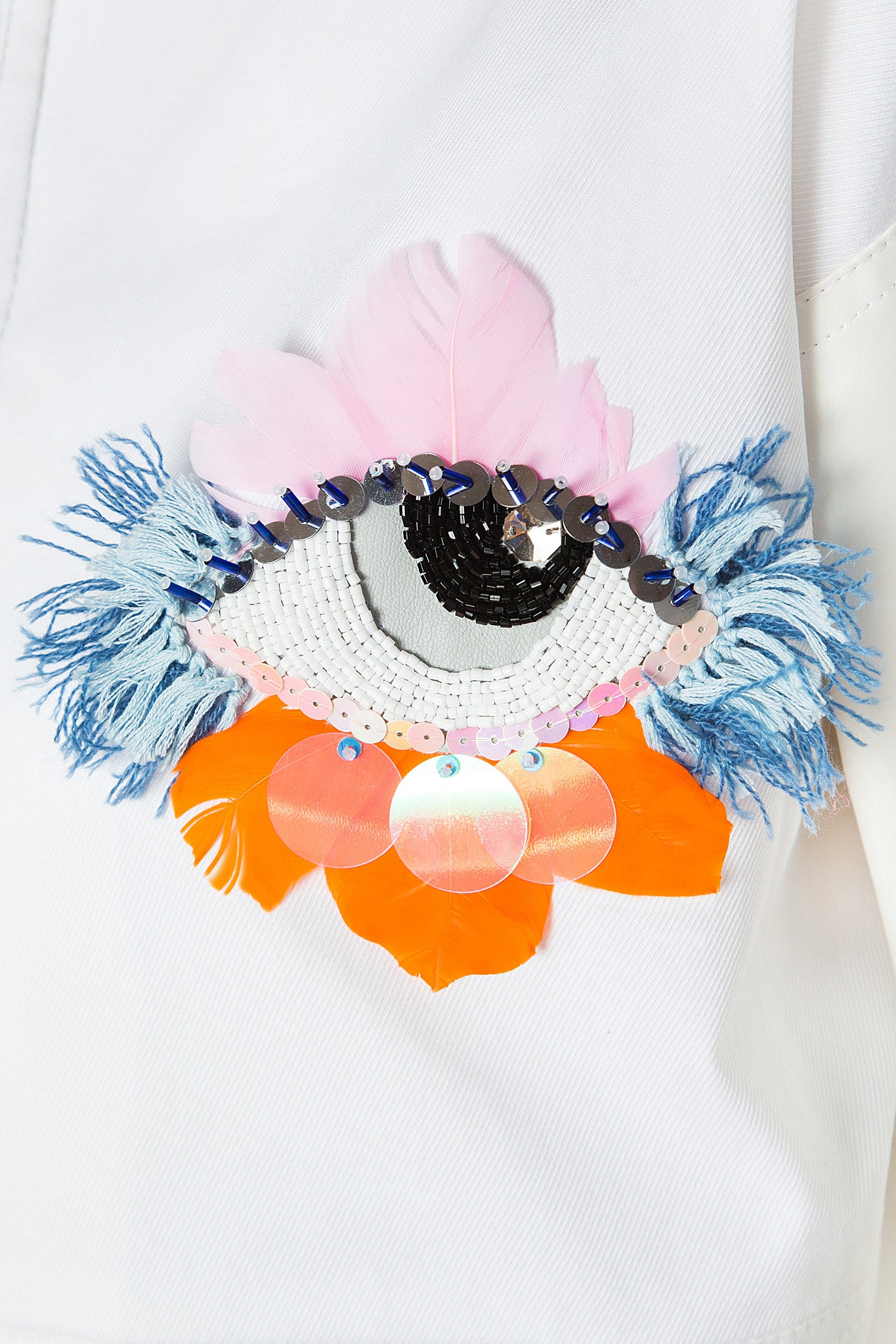 Embroidered Painted Crop Jacket