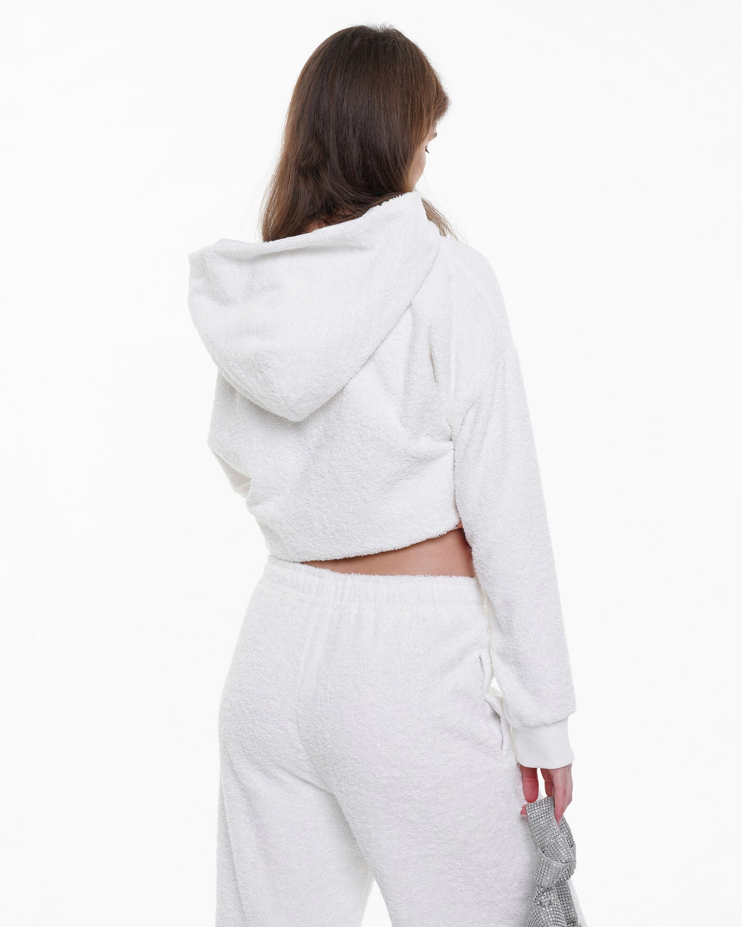 Terry Cloth Hoodie In white