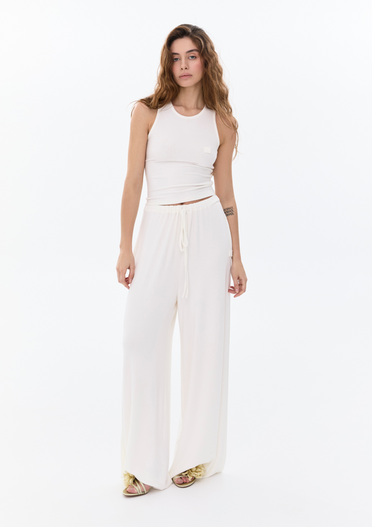Viscose Trousers In Ecru