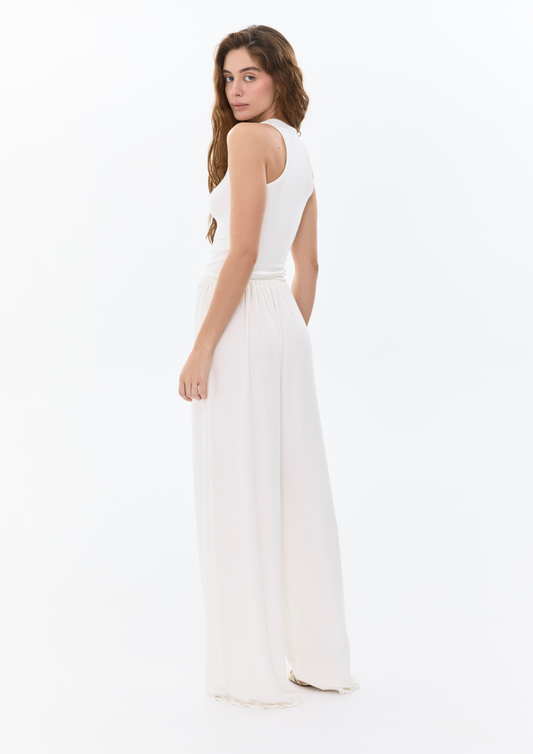 Viscose Trousers In Ecru
