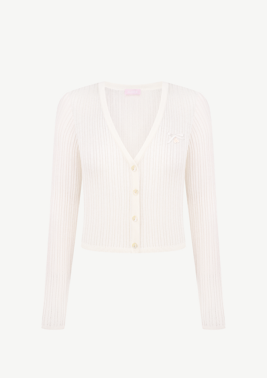 Knitted Cardigan In Ecru