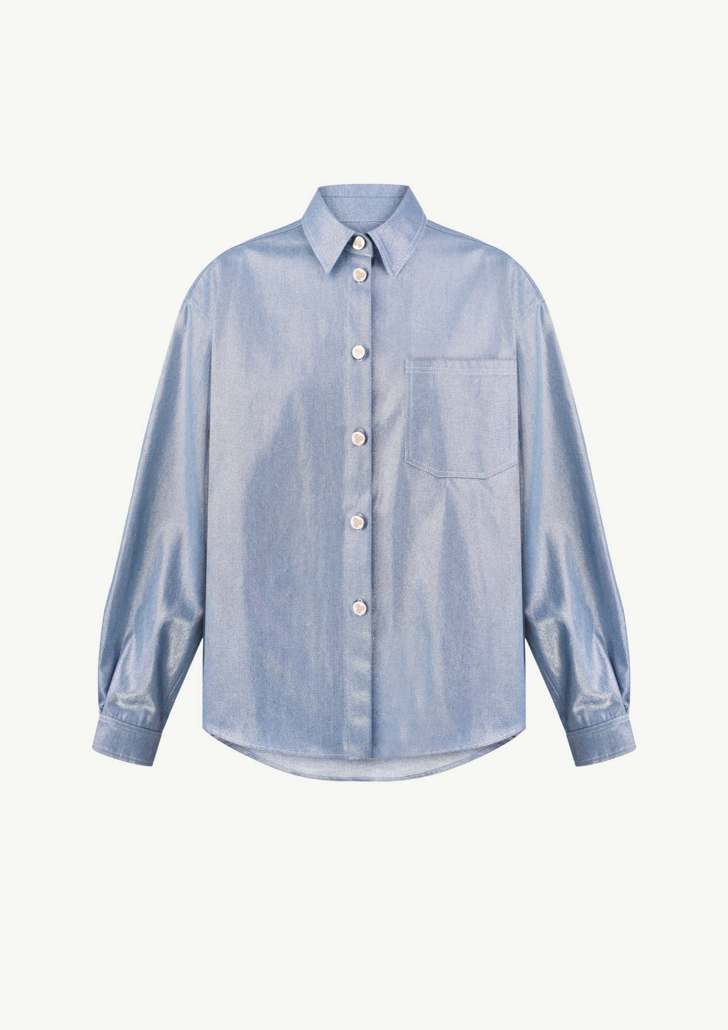 Denim Shirt With A Shiny Coating