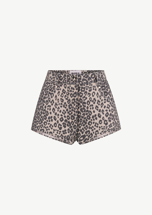 Leopard Denim Shorts