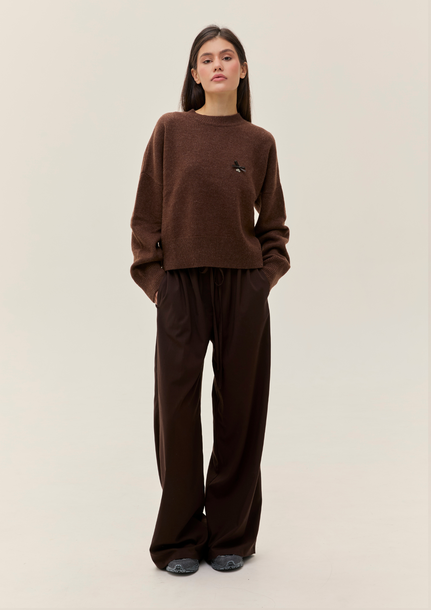 Lambswool Sweater In Brown
