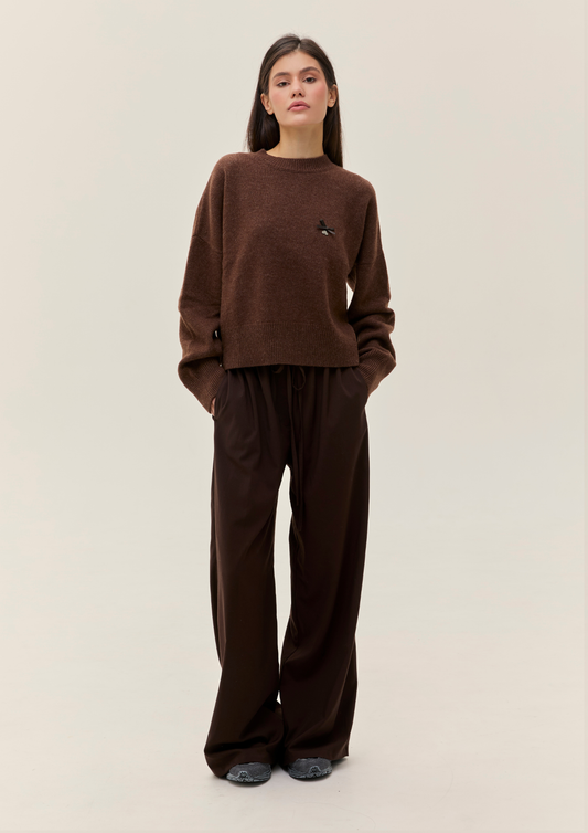 Lambswool Sweater In Brown