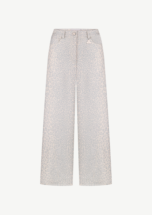Leopard Denim Trousers In Blue