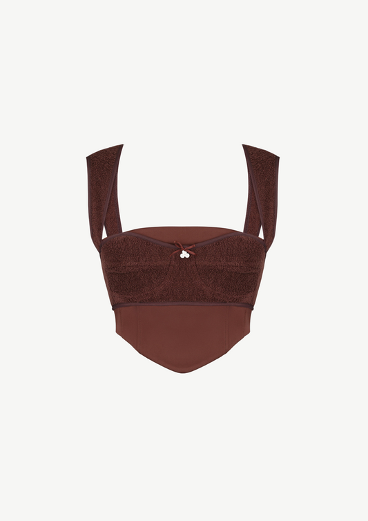 Satin Corset With Terry Cloth Detail