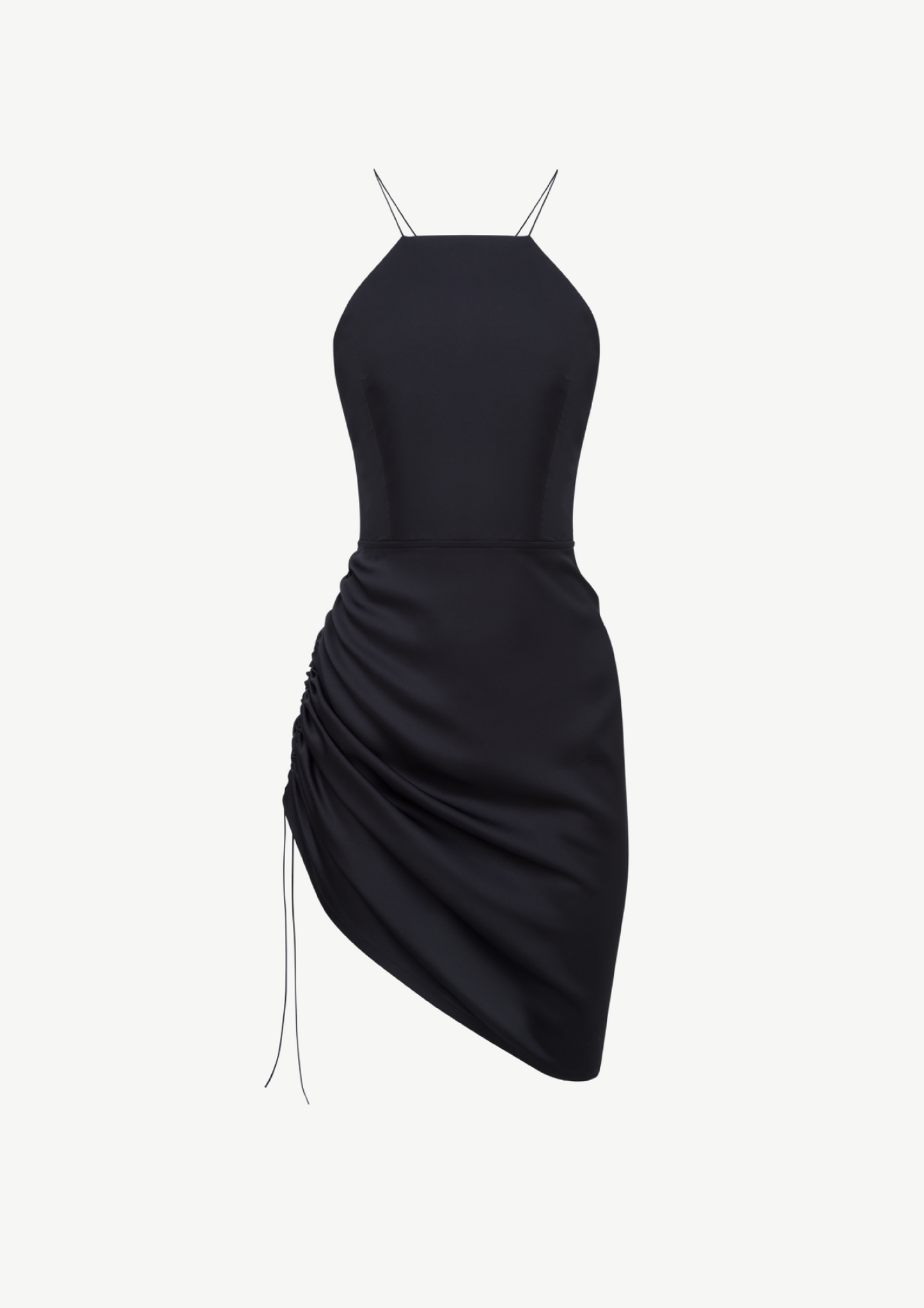 Mini Dress With Ruched Side In Black