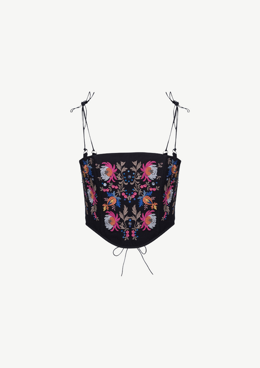 Embroidered Corset In Black