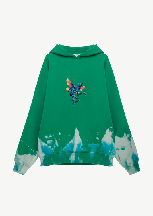 Tie Dye Hoodie With Hand Embroidery