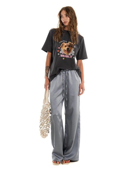 Satin Trousers In Blue