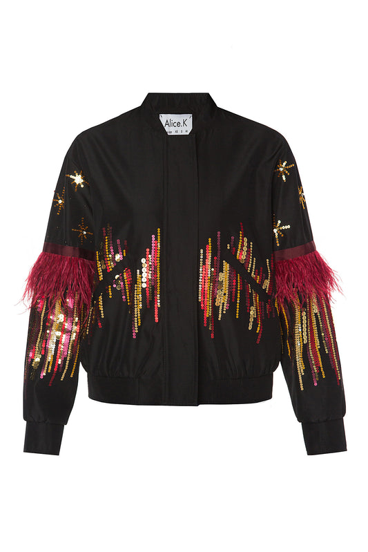 FEATHER BEADED BOMBER