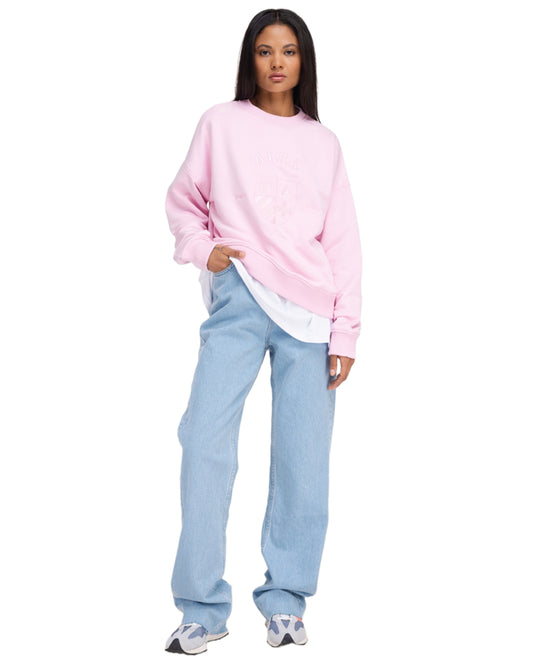 Sweatshirt With Emblem Embroidery In Pink