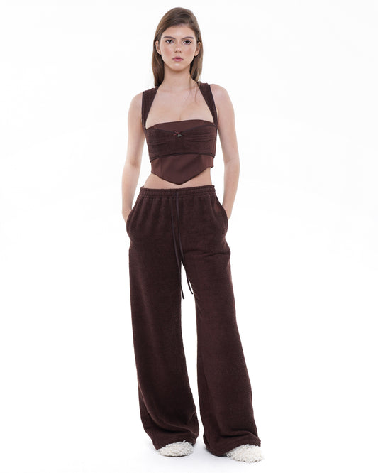 Satin Corset With Terry Cloth Detail