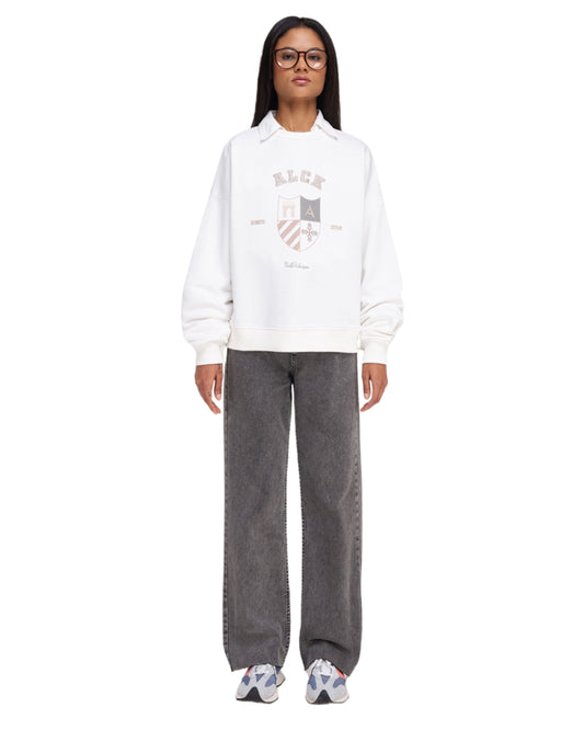 SWEATSHIRT WITH EMBLEM EMBROIDERY IN WHITE