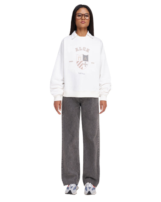 Sweatshirt With Emblem Embroidery In White